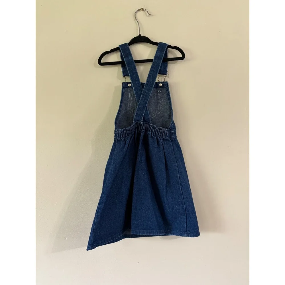 Vintage OshKosh Bgosh Denim Overall Jumper Dress Girls Size 5 Made in USA Blue